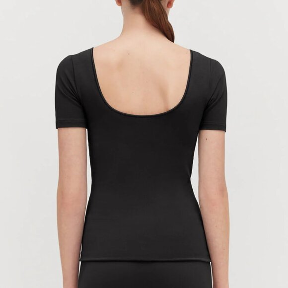 CUYANA Stretch Scoop Neck Tee in Black, Size XS - Picture 6 of 6